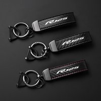 For Yamaha YZFR125 YZF-R125 YZF R 125 2008-2021 Motorcycle Keyring Carbon Fiber Textured Keychain Metal Carbon Fiber Leather