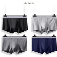 4-Piece Set Of Men's Solid Color Personalized Comfortable Boxer Shorts, Fashionable Elastic Underwear, Men's Casual Boxer Shorts