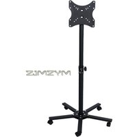 Removable LCD Monitor Stand Height Adjustable Cold-roll Steel Sheets TV Trolley Floor Stand with Five-legged Base