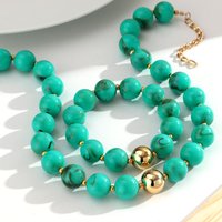 New Resin Round Beaded Chain Necklaces Bracelets for Women Man Statement Marbling Color Acrylic Choker Handmade Jewelry Gift