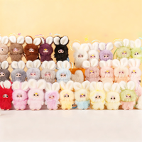 Baby Three Super Mini Bunny Series Mystery Blind Box Cute Plush Keychain Pendant Collectible Trendy Toy Soft Fluffy Doll Gift
