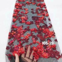 Red Sequin Embroidered Mesh Fabric for DIY Sewing Skirt Wedding Dress Clothing Fashion Designer Fabrics Material Cloth