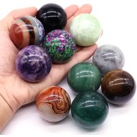 1PC 40mm Natural Crystals Stones Ball Polished Globe 7 Chakr Massaging Reiki Healing Gem Sphere Gemstone Home Decor Specimen