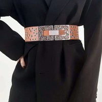 2 Color Popular Wide Waistband Silver Square Buckle Leather Stretchy Belt for Women Quality Revits Black and Camel Wide Belts