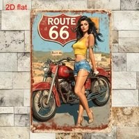 AliExpress CIFBUY SHEIN Vintage Route 66 Metal Wall Art Sign, 2D Flat Cycling Decor, Durable Pre-Perforated Design for Home