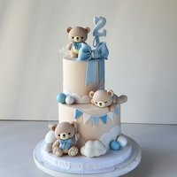 INS Niedźwiedź Topper na Tort Niebiesko-Różowo-Zielone Kulki Niedźwiedzie dla Chłopca Dziewczynki Baby Shower Dekoracje na Przyjęcie Urodzinowe