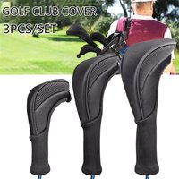 3Pcs/Set Protective Headcover with Number Tag Fairway Golf Accessory Long Neck Golf Club Head Covers Wood Driver