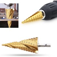 HSS Titanium Coated Step Drill Bit Drilling Power Tools Hole Opener Reaming Drill for Metal Wood Hole Cutter Step Core Drill
