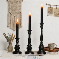 Vintage Black Iron Taper Candlestick Holder Set American Retro Home Wedding Table Decor Candle Stand