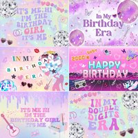 Rainbow Colored Girl Dream Pop Music Melody Play Theme Birthday Party Room Custom Decor Dynamic Musical Photo Banner Backgrounds