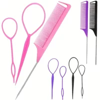 Styling Set with Steel Needle Tip Comb and 2 Tail Tools, Suitable for Female Hair Styling, Suitable for All Hair Types