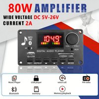 KEBIDU 80W Amplifier Bluetooth 5.0 MP3 WAV Decoder Board Car MP3 Player Module with Volume Control FM Radio AUX USB Recording