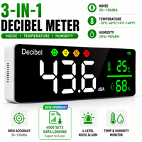 3 in 1 Decibel Meter Wall Hanging Sound Level Meter 11'' Large LED Display Noise Meter 30-130dB SPL Meter with Time Temperature
