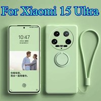 Für Xiaomi Mi 15 Ultra Flüssigkeit Silikon Ring Ständer Telefon Fällen Für Xiaomi Mi 15 ultra 15 Pro 15 Pro Lanyard Magnetische weiche TPU Abdeckung