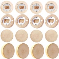 16Pcs Blank DIY Wooden Round Shape Bottle Opener Coaster Fridge Magnet Decoration Beer Bottle Opener Kitchen Bottle Opener