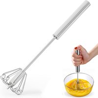 Household Stainless Steel Semi-automatic Egg Beater Press And Rotate Manual Egg Beater Egg Cream Handheld Whipping Tool