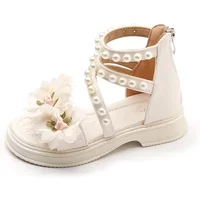 Girls' Sandals 2025 Summer New Flower Fairy Style Princess Shoes for party wedding show Fashion Soft Sole Elegant Beach Shoes