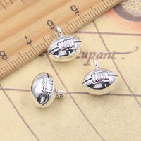 10pcs Charms 3D Rugby Football 13x13x9mm Antique Silver Color Pendants Making DIY Handmade Tibetan Finding Jewelry