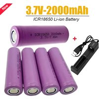 New Original ICR18650 Large Capacity Rechargeable Lithium-ion Battery 3.7V 2000mah, Suitable For Various Electronic Products DIY
