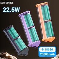 22.5W DIY Battery Charger Case Transparent Fast Charging Case For 6PCS 18650 20000mAh Battery Charging Box For iPhone Samsung