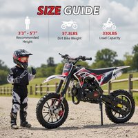 49cc 2-Stroke Kids Dirt Bike,Gas Power Motocross,Off Road Mini Motorcycle,Pocket Motorbike with Front Rear Disc Brakes