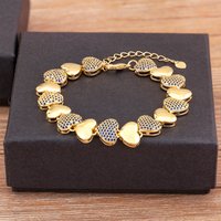Nidin New Fashion Love Heart Shape Cubic Zirconia Charm Bracelets For Women Female Birthday Party Fine Jewelry Gift Wholesale