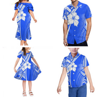 Hawaii Ethnic Style Dress Polynesian Samoan Style Low Price Men Shirts Family Four Piece Set