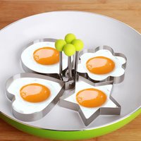 Stainless Steel Egg Frying Mold Set, DIY Egg Mold, Heart-Shaped Fried Egg Rice Ball Mold Set, 4 Pieces
