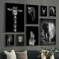 1pc frameless Canvas Black And White Animal Poster Home Decoration Lion Elephant Canvas Painting Realism Picture Modern Printed