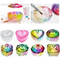 Glass Acrylic Powder Liquid Nail Crystal Cup With Lid Aurora Colorful Dappen Bowl Cup Holder Container Equipment Nail Art Tools