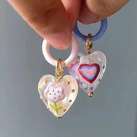 New Asymmetrical Drop Earrings Enamel Flowers Colorful Hoop Earrings Heart Shape Women Jewelry