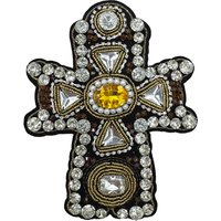 Handmade Rhinestone Cross Beaded Cross Fashion Decorative Patches Sew On Clothes Jacket Hat Beads Applique Badge DIY Patches