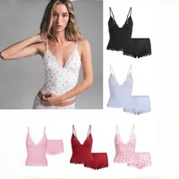 Valentine's Day Series Lace Halter Dress Vest One-Piece Shorts Home Wear Cute Style Regular Length No Sleeve Elastic Waist