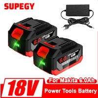 6.0Ah 18V High Capacity Rechargeable Li-Ion Battery with LCD Indicators for Makita Cordless Drill Wrench Chainsaw Power Tools