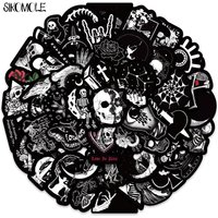 AliExpress SIKOMOLE 10/30/50PCS Cartoon Black and White Terrifying Skull Halloween Stickers DIY Skateboard Laptop Luggage Bike Cars Sticker Decals