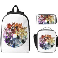 Warrior Cats Color Wheel Backpack Student Boys Girls BookBag School Bag Laptop Shoulder Bags 3ps Insulated Lunch Bag Pencil Case
