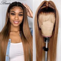 High Quality Brown Straight 180 Density Colored 13x4 HD Lace Front Wigs 30 Inches Brazilian 100% Human Hair Wig Pre Plucked