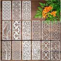 15 Pieces Painting Stencils, Border Leaf Stencils Plant Furniture Cake Decoration Stencils for Wood DIY Craft Canvas Fabric Home Decoration (15 Border Stencils)