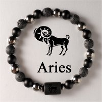 12 Constellation Zodiac Signs Beads Couples Bracelet Natural Volcanic Stone Elastic Charm Bracelet for Women Men Birthday Gift