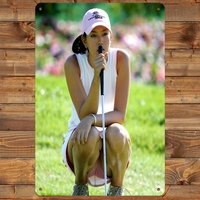 2D Flat Golf Landscape Poster - Metal Tin Sign 8x12in for Home Wall Decor