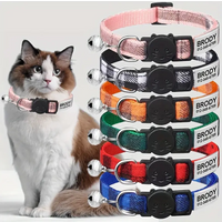 Personalized Nylon Cat Collar Plaid Patterns Bell Adjustable Kitten Safety Accessories Breakaway ID Tag Small Necklace Puppy