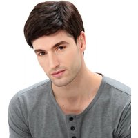 Men's Brown Short Fluffy Synthetic Wig with Side-Swept Bangs, Heat Resistant Coily Fiber Hair, Funky Style Wig for Cosplay