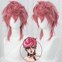 Trish Una peruka do cosplay 40cm długie ciemnoróżowe peruki mieszane kolorowe żaroodporne włosy syntetyczne