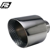 Stainless Steel Gloss Black Exhaust Tip 2.5'' inlet 127mm outlet muffler end pipe with holes