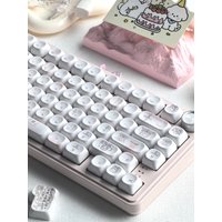 MAIMOOO Milky Heart Keycaps Korean Russian Curly Angel Cherry MOA PBT DIY Girl Sweet Girl Style White Keyboard Keycaps