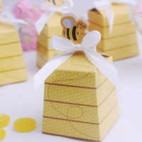 25pcs Paper Beehive Gift Boxes Bee Party Favor Boxes Wedding Favor Candy Boxes with Ribbons for Party Decorations