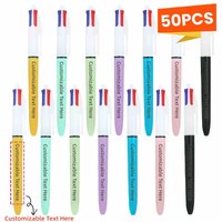 50pcs Customizable Colorful 4-in-1 Retractable Ballpoint Pens Assorted Colors Plastic Body Ideal for Back-to-School Supplies