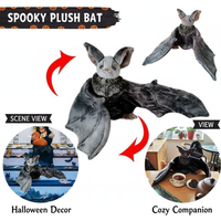 Vivid Bat Doll Plush Throw Pillow Realistic Foldable Wing Kawaii Halloween Xmas Ornament Soft Seat Cushion for Home Decor