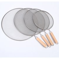 1Pcs Hot Sale 21cm/25cm/29cm/33cm Stainless Steel Splatter Screen Mesh Pot Lid Cover Silver Oil Frying Pan Lid Cooking Tools