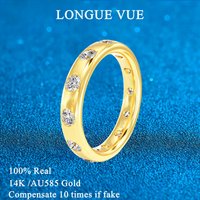 14k Gold Moissanite Wedding Ring 2.5mm Stone Stackable Simple Single Rings for Women Wedding Fine Jewelry Anniversary Gift